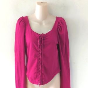 Free People Willow Reversible Crop Top Fuschia L